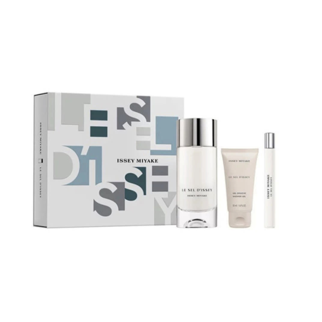 Issey Miyake Le Sel d’Issey gift set with perfume bottle, travel spray and shower gel