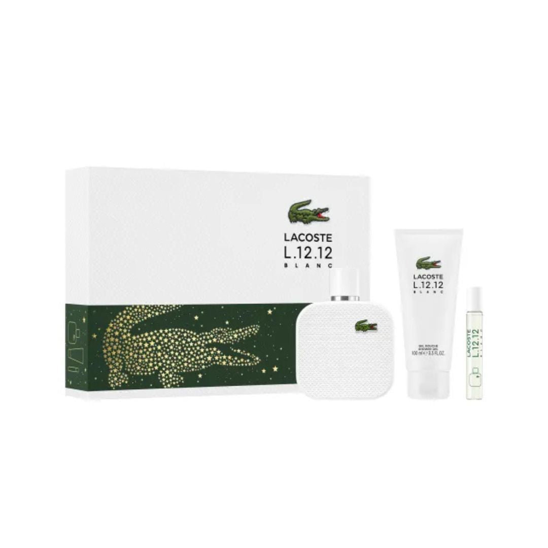 Lacoste L.12.12 Blanc 3pcs Eau De Toilette Gift Set For Men - Perfume Gallery