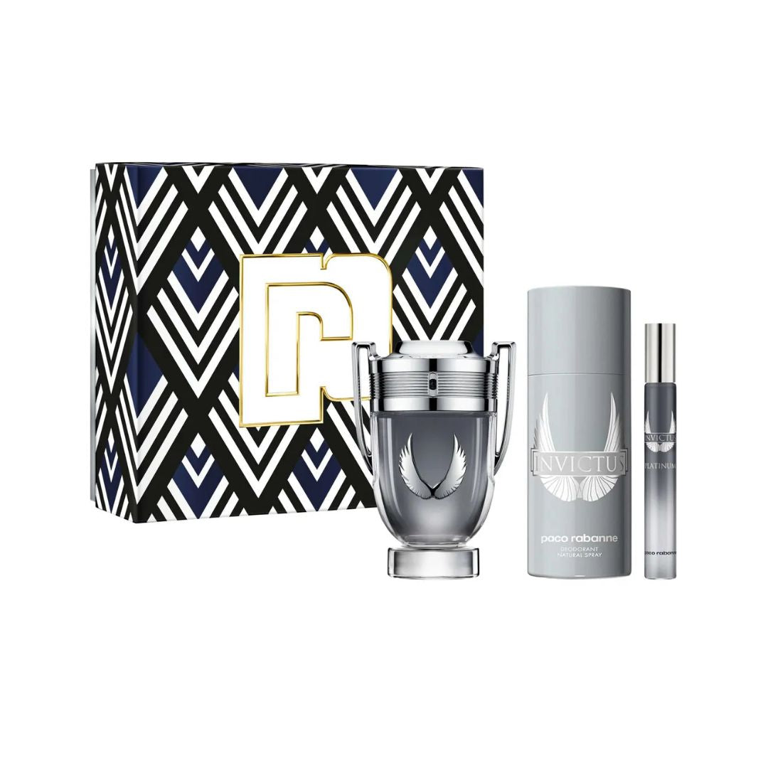 Paco Rabanne Invictus Platinum Eau De Parfum Gift Set For Men